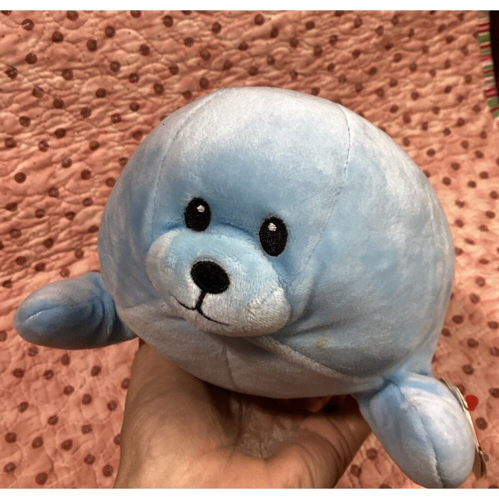 Ty Baby SQUIRT Blue Seal 9” Inch Embroidered Eyes Super Soft Stuffed Plush NWT